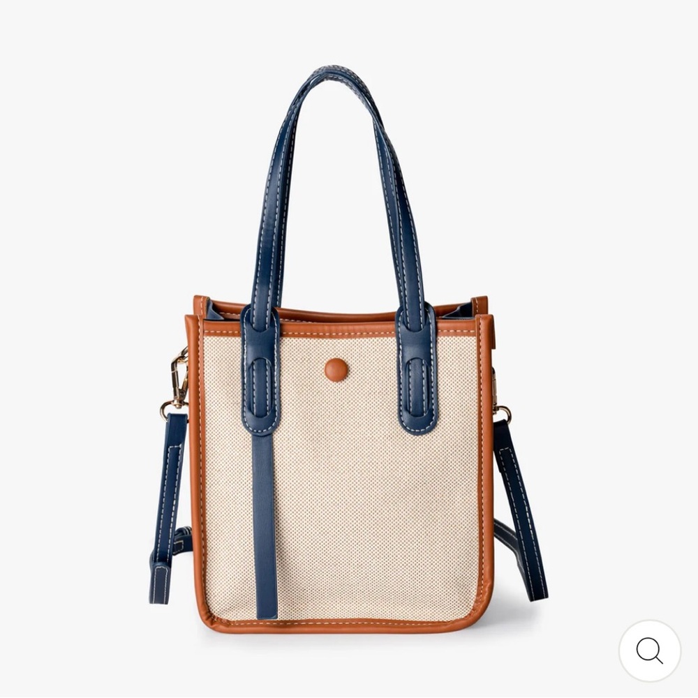 Olives Brand Vegan Leather/Canvas Crossbody Bag - Picture 2 of 9